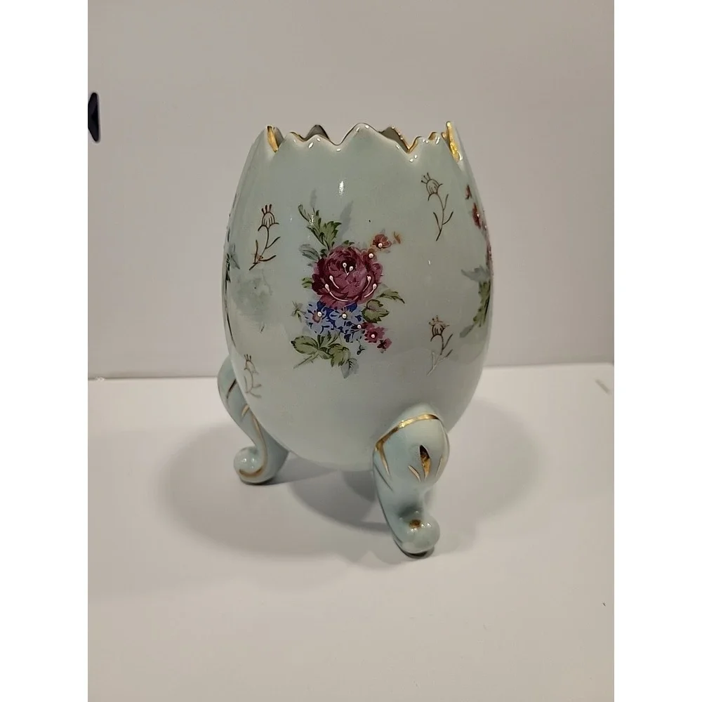 Vintage Napcoware‎ Egg-Shaped Porcelain Vase Pink Floral